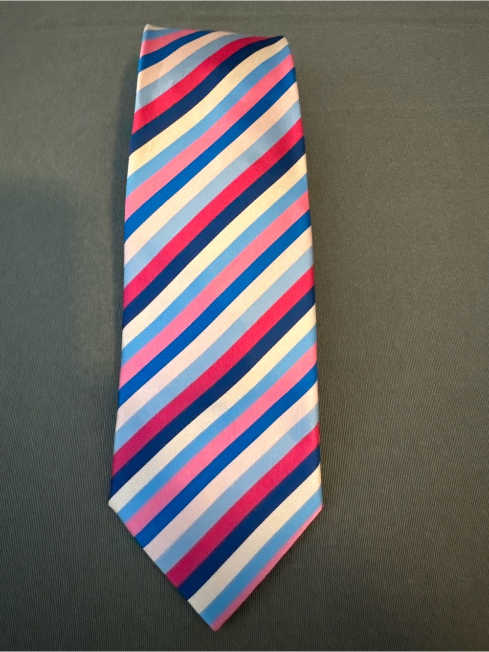 Charles Tyrwhitt Men's 100% Silk Tie Pink & Blue Striped Classic Business Preppy
